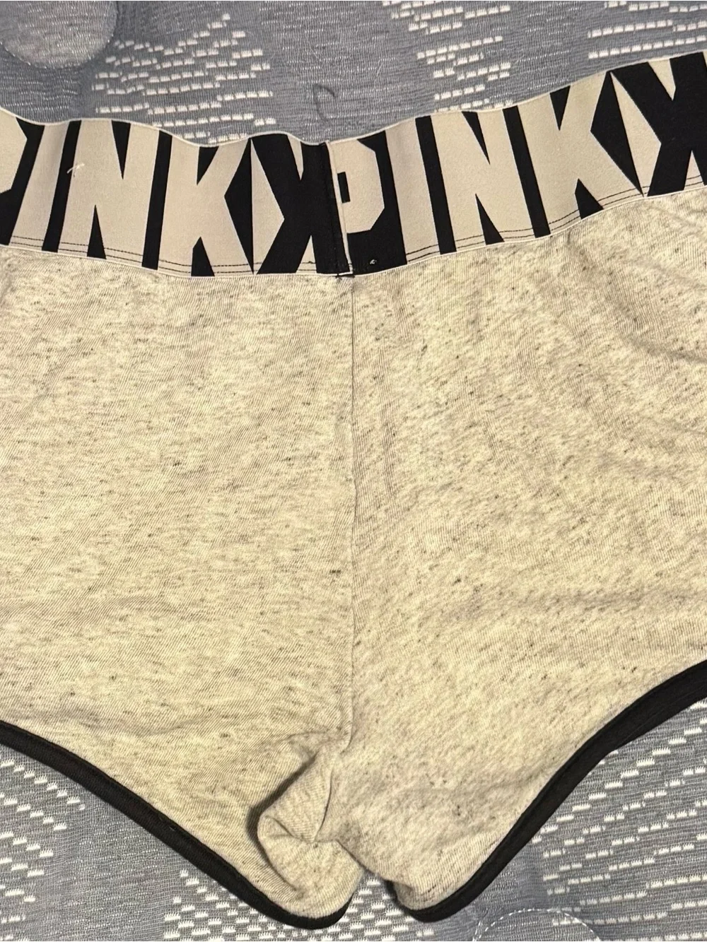 PINK Victoria's Secret Heather Gray Athletic Shorts with Black Trim - Picture 3 of 3